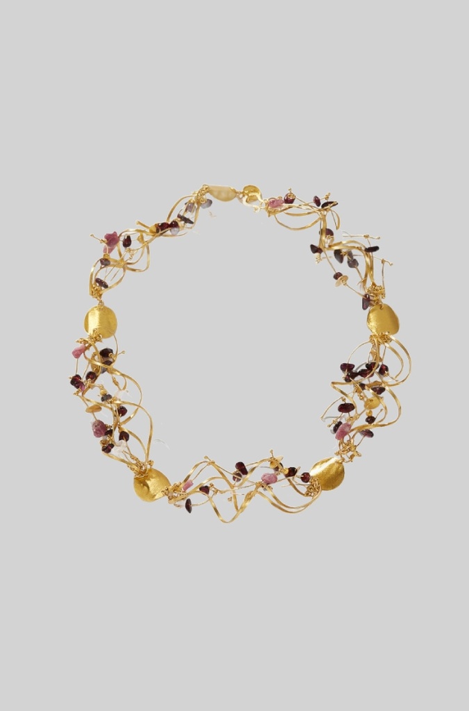 La Joie Garnet, Tourmaline &amp; Rose Quartz Big Necklace