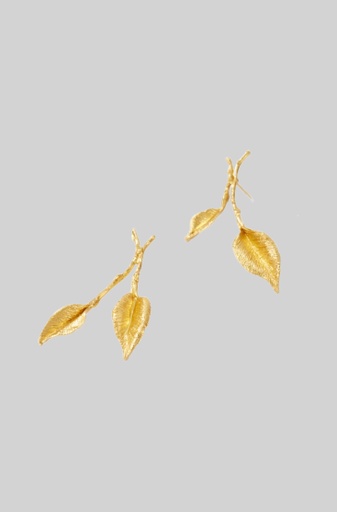 [SZE300] Engraved Leaf Earrings